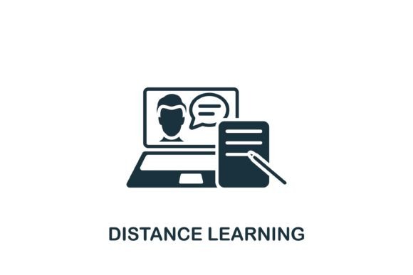 Distance Learning Icon: A Modern Graphic for Local Brands