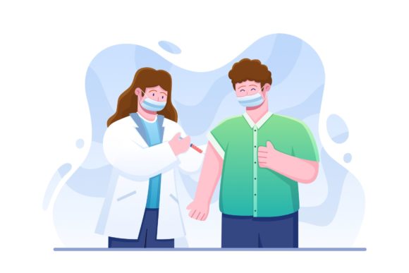 Doctor Injecting Covid-19 Vaccine: A Modern Illustration for Health Campaigns