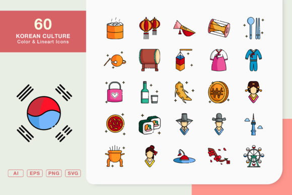 Exploring Korean Culture Icon Sets for Embroidery