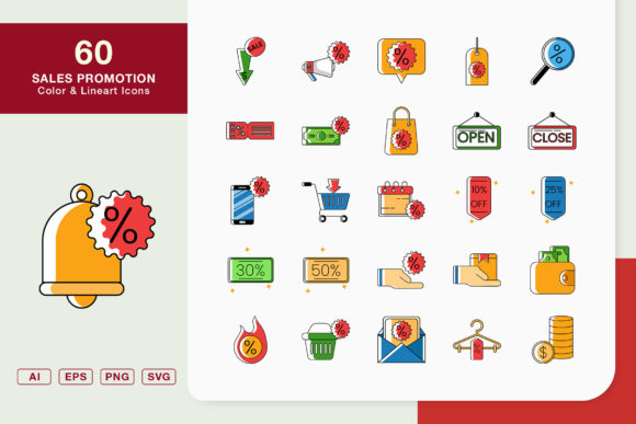 Reviewing Sales Promotion Icon Set for Embroidery