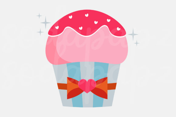 Valentines - Cupcake 1: A Charming Graphic Icon for Your Content